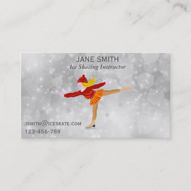 Ice Skating teacher freelance instructor Business Card (Front)