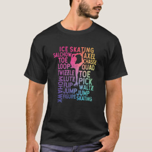 Ice Skating Theme Rainbow Typography  Figure Skate T-Shirt