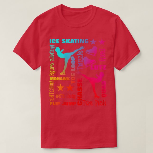 Ice Skating Theme Rainbow Typography Fun Graphic  T-Shirt (Design Front)