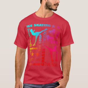Ice Skating Theme Rainbow Typography Fun Graphic T-Shirt
