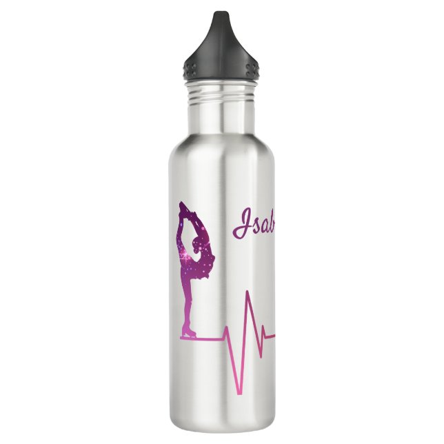 Ice skating water bottle heartbeat pink to red (Left)