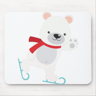 Ice Skating Winter Bear Mouse Mat