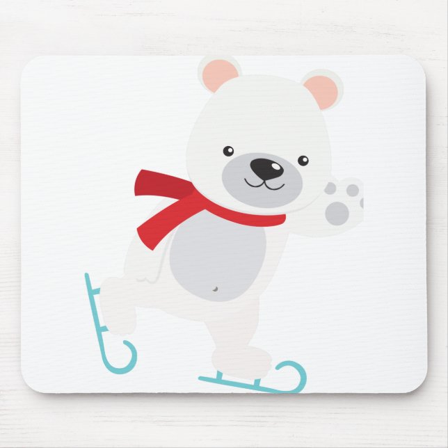 Ice Skating Winter Bear Mouse Mat (Front)