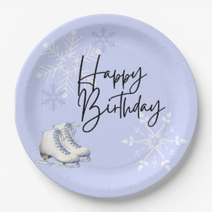 Ice Skating Winter Birthday Party Paper Plate