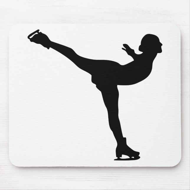 Ice Skating Woman Silhouette Mouse Mat (Front)
