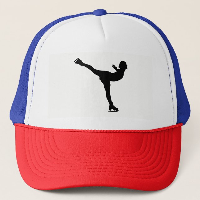 Ice Skating Woman Silhouette Trucker Hat (Front)