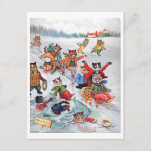 Ice Slide by Louis Wain Postcard