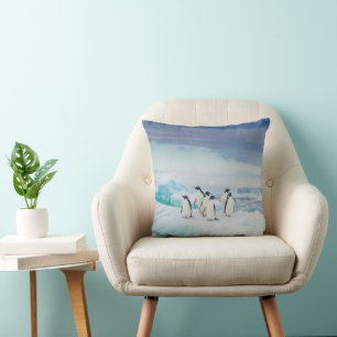 Ice & Snow Adelie Penguins Antarctica Cushion