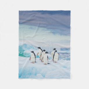 Ice & Snow Adelie Penguins Antarctica Fleece Blanket
