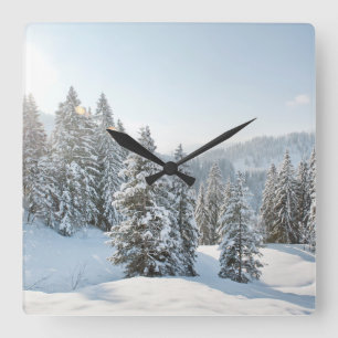Ice & Snow   Allgäu Bavaria Southern Germany Square Wall Clock