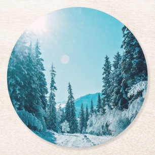 Ice & Snow Altai Nature Reserve, Russia Round Paper Coaster