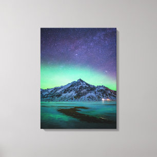 Ice & Snow   Aurora Borealis Milky Way Iceland Canvas Print