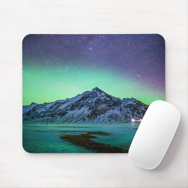 Ice & Snow | Aurora Borealis Milky Way Iceland Mouse Mat (With Mouse)