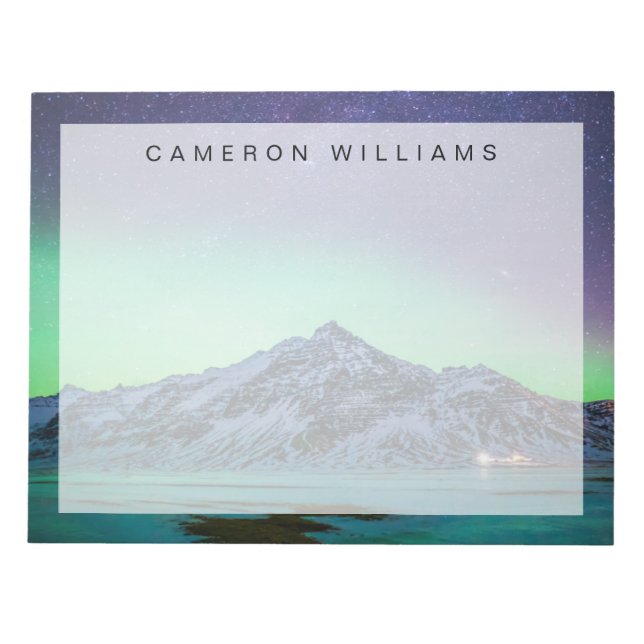 Ice & Snow | Aurora Borealis Milky Way Iceland Notepad (Front)