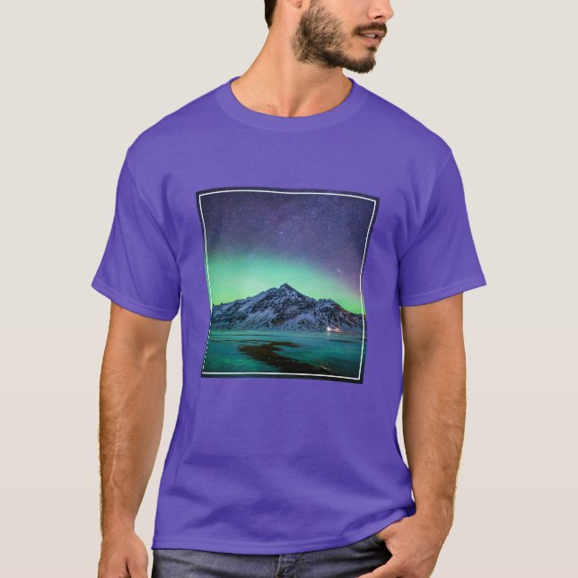 Ice & Snow | Aurora Borealis Milky Way Iceland T-Shirt (Front)