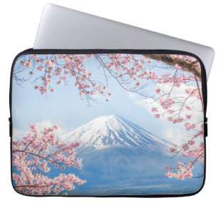 Ice & Snow Cherry Blossoms Mt. Fuji Japan Laptop Sleeve