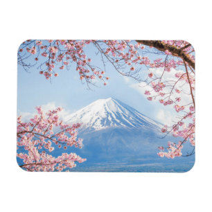 Ice & Snow Cherry Blossoms Mt. Fuji Japan Magnet