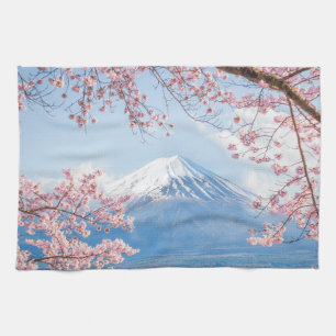 Ice & Snow   Cherry Blossoms Mt. Fuji Japan Tea Towel