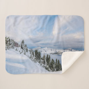 Ice & Snow   Crater Lake Oregon Sherpa Blanket