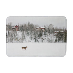 Ice & Snow Deer in Snow Quebec, Canada Bath Mat