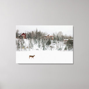 Ice & Snow Deer in Snow Quebec, Canada Canvas Print