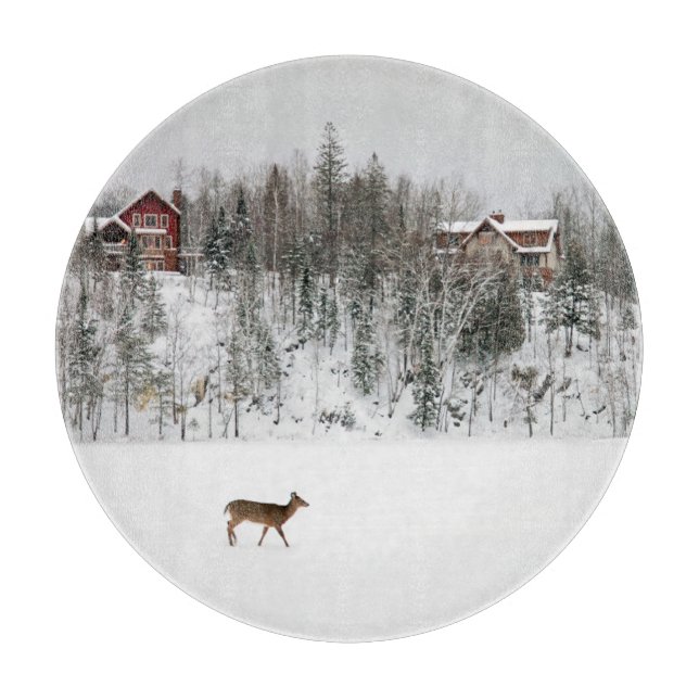 Ice & Snow | Deer in Snow Quebec, Canada Cutting Board (Front)