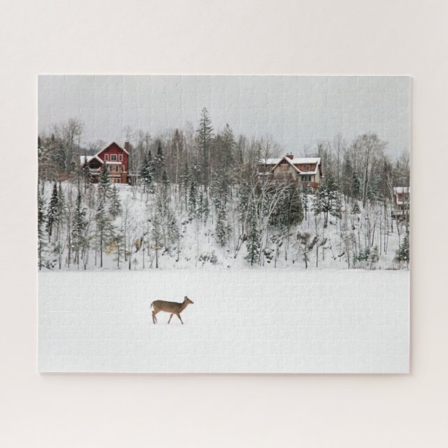 Ice & Snow | Deer in Snow Quebec, Canada Jigsaw Puzzle (Horizontal)