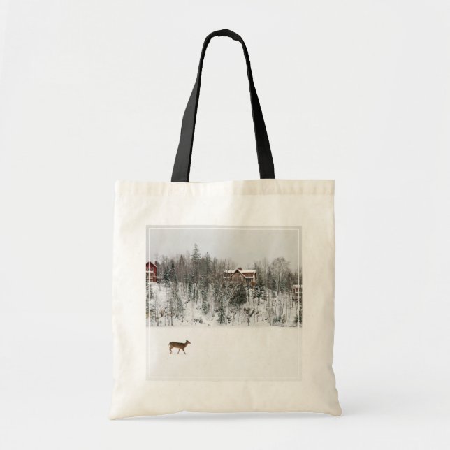 Ice & Snow | Deer in Snow Quebec, Canada Tote Bag (Front)