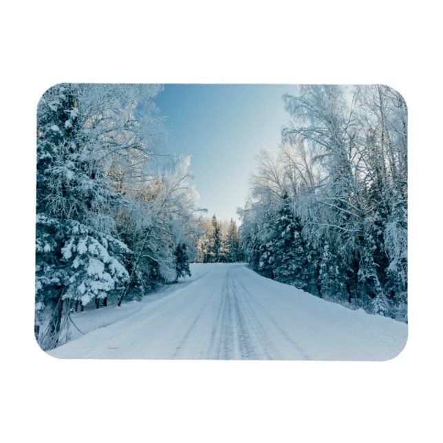 Ice & Snow | Frozen Winter Road Russia, Siberia Magnet (Horizontal)
