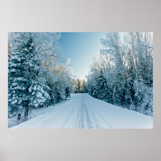 Ice & Snow | Frozen Winter Road Russia, Siberia Poster (Front)