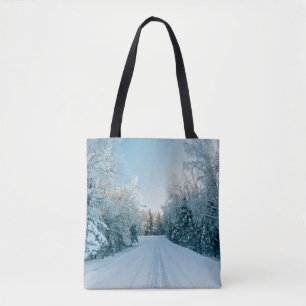 Ice & Snow   Frozen Winter Road Russia, Siberia Tote Bag