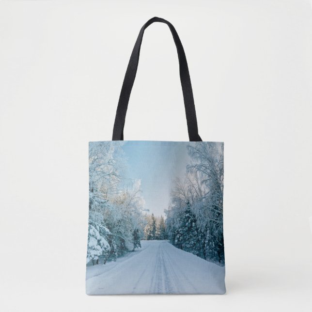 Ice & Snow | Frozen Winter Road Russia, Siberia Tote Bag (Front)