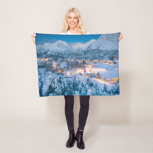 Ice & Snow | Graubunden, Engadin, Switzerland Fleece Blanket (In Situ)