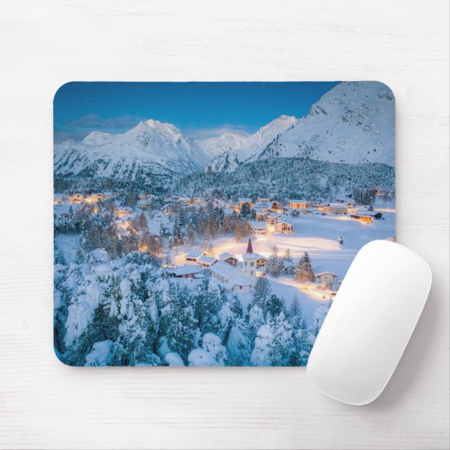 Ice & Snow | Graubunden, Engadin, Switzerland Mouse Mat (With Mouse)
