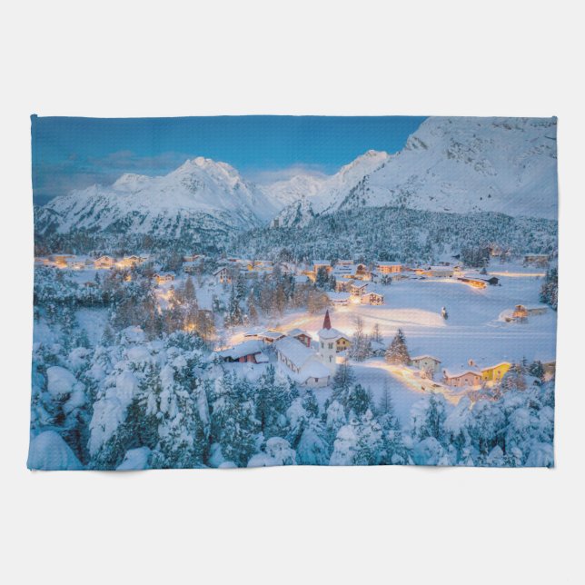 Ice & Snow | Graubunden, Engadin, Switzerland Tea Towel (Horizontal)