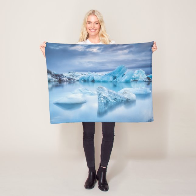 Ice & Snow | Jokulsarlon Lagoon, Iceland Fleece Blanket (In Situ)