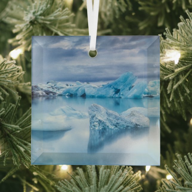 Ice & Snow | Jokulsarlon Lagoon, Iceland Glass Tree Decoration (Insitu)