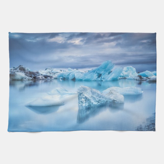 Ice & Snow | Jokulsarlon Lagoon, Iceland Tea Towel (Horizontal)