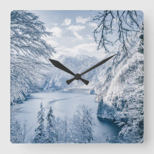 Ice & Snow Königssee Lake, Germany Square Wall Clock