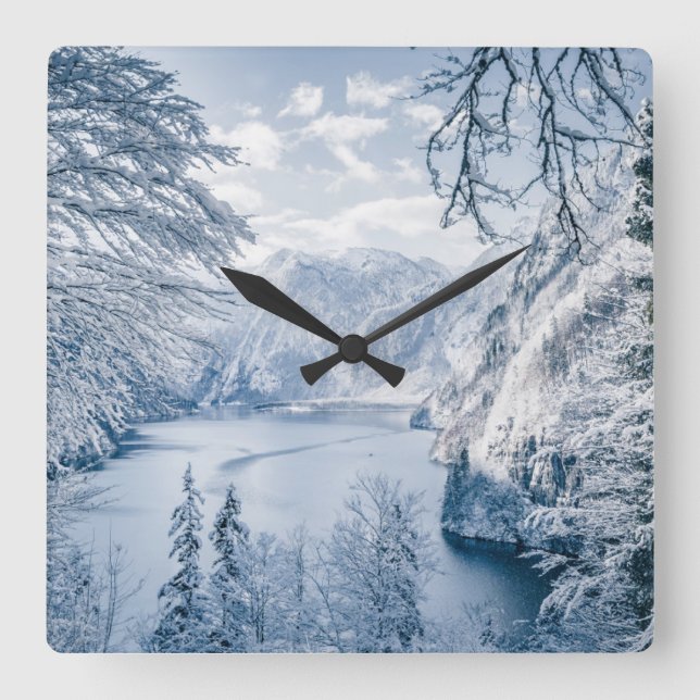 Ice & Snow | Königssee Lake, Germany Square Wall Clock (Front)