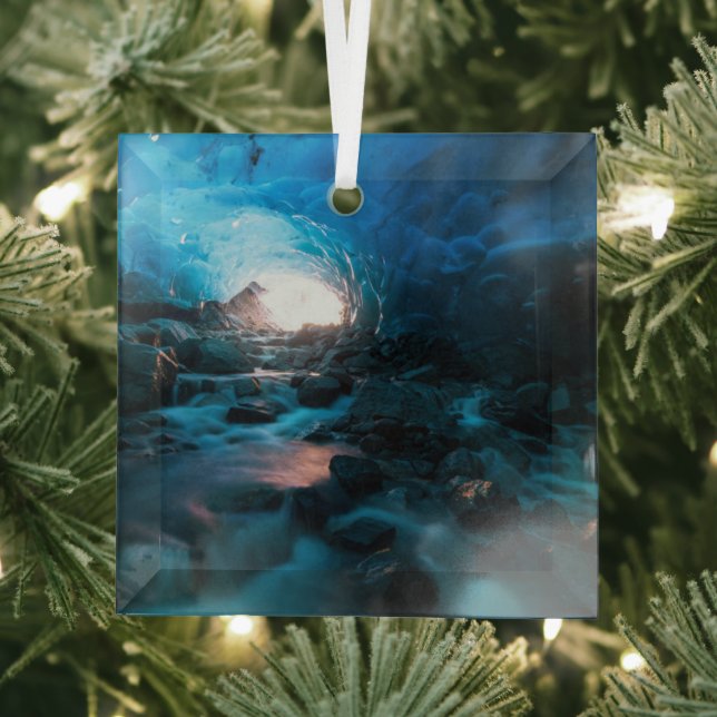 Ice & Snow | Mendenhall Glacier, Juneau, Alaska Glass Tree Decoration (Insitu)