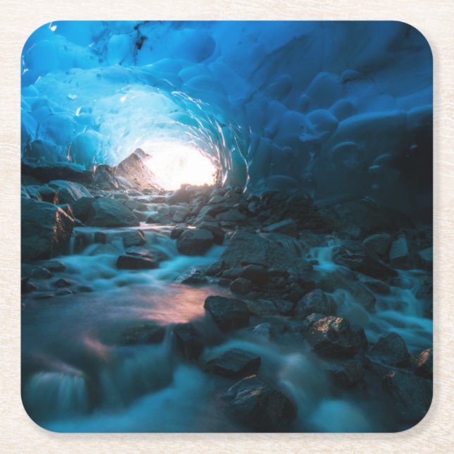 Ice & Snow | Mendenhall Glacier, Juneau, Alaska Square Paper Coaster (Front)