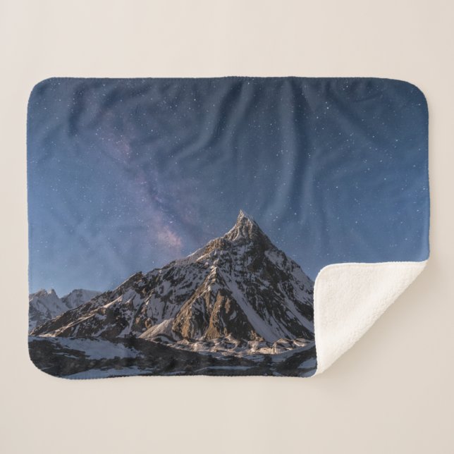 Ice & Snow |  Milky Way Baltoro Glacier, Pakistan Sherpa Blanket (Front (Horizontal))