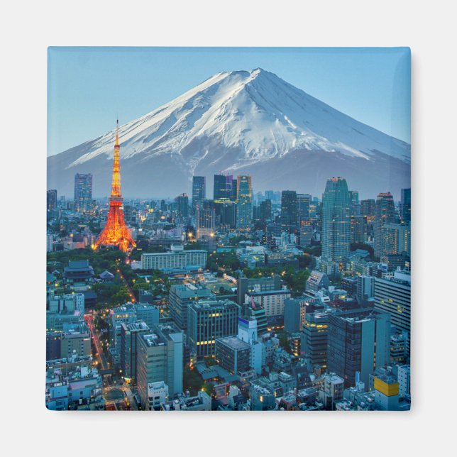 Ice & Snow | Mt. Fuji & Tokyo Skyline Magnet (Front)