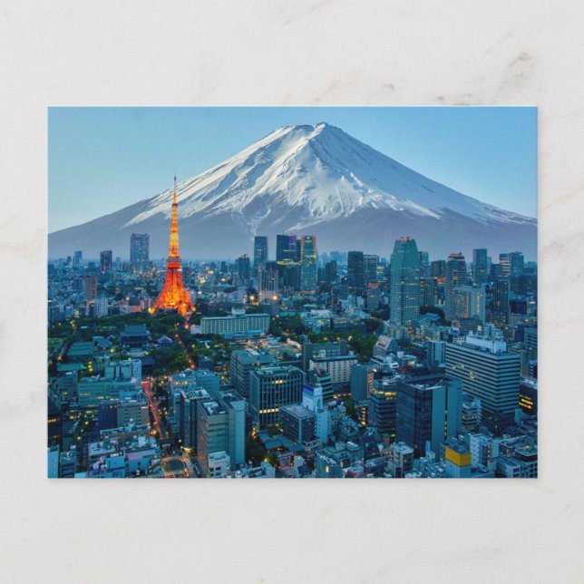 Ice & Snow | Mt. Fuji & Tokyo Skyline Postcard (Front)