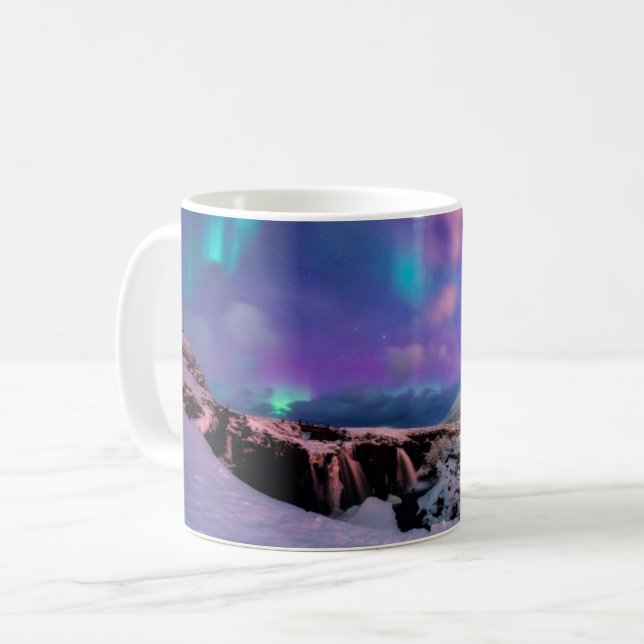 Ice & Snow | Northern Lights,  Kirkjufell Mountain Coffee Mug (Front Left)