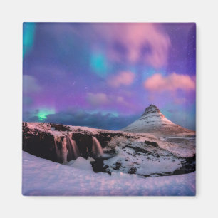 Ice & Snow   Northern Lights,  Kirkjufell Mountain Magnet
