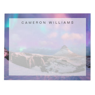 Ice & Snow   Northern Lights,  Kirkjufell Mountain Notepad