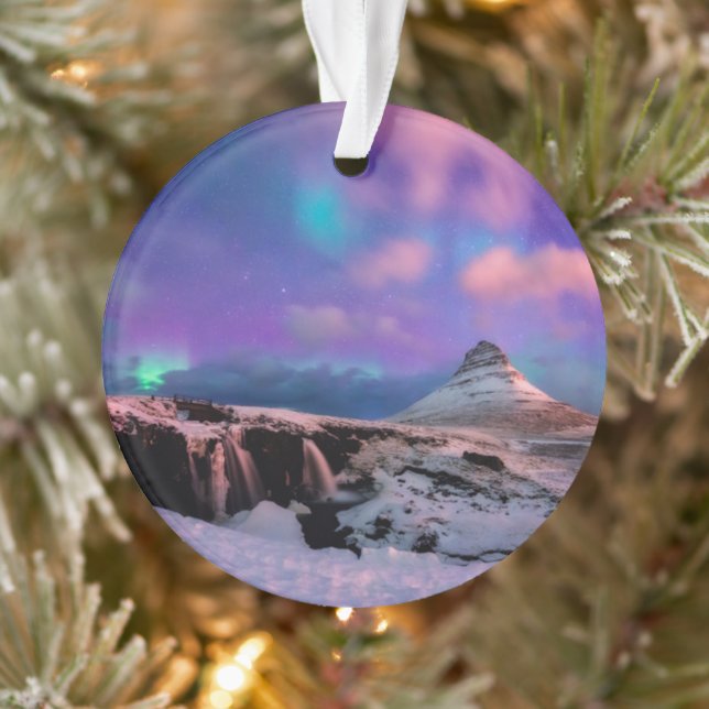 Ice & Snow | Northern Lights,  Kirkjufell Mountain Ornament (Tree)