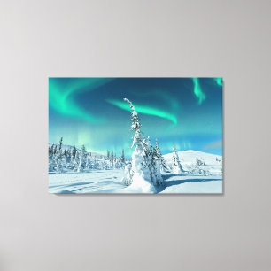 Ice & Snow Northern Lights, Lapland, Finland Canvas Print